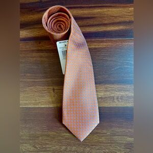 MICHAEL KORS Vibrant Orange Checkered Silk Tie